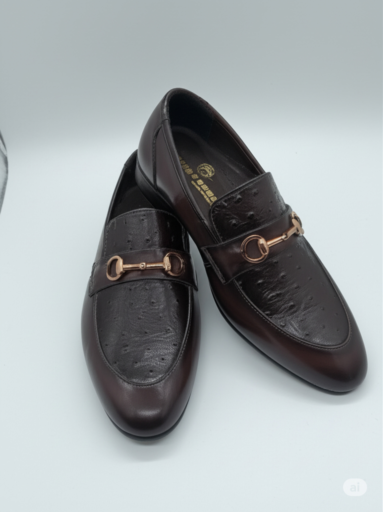 Men's Ostrich Textured Horsebit Loafers