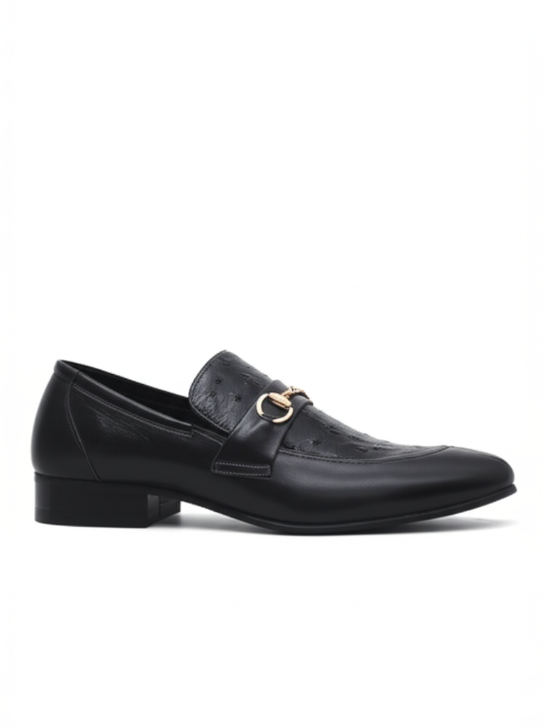 Men's Ostrich Textured Horsebit Loafers