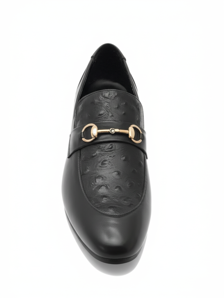 Men's Ostrich Textured Horsebit Loafers