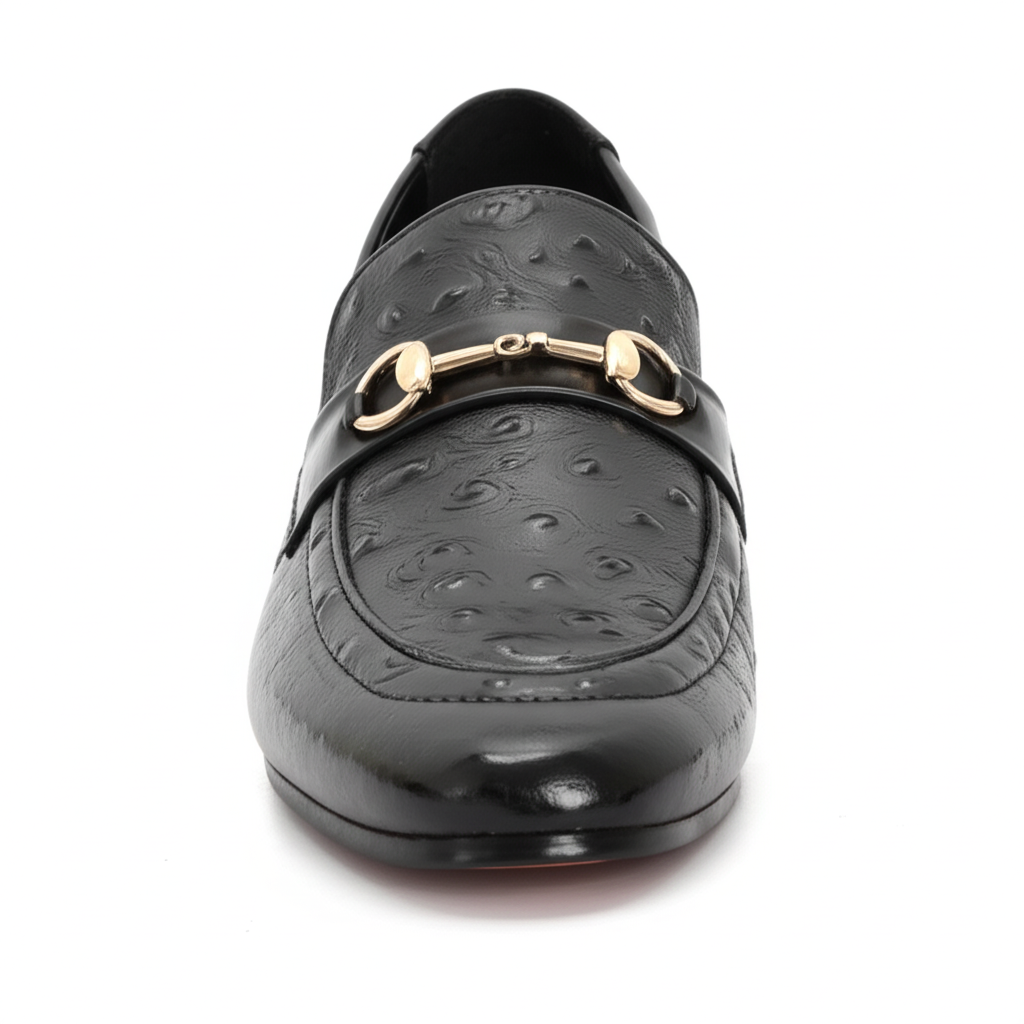 Men's Ostrich Textured Horsebit Loafers