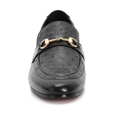 Men's Ostrich Textured Horsebit Loafers