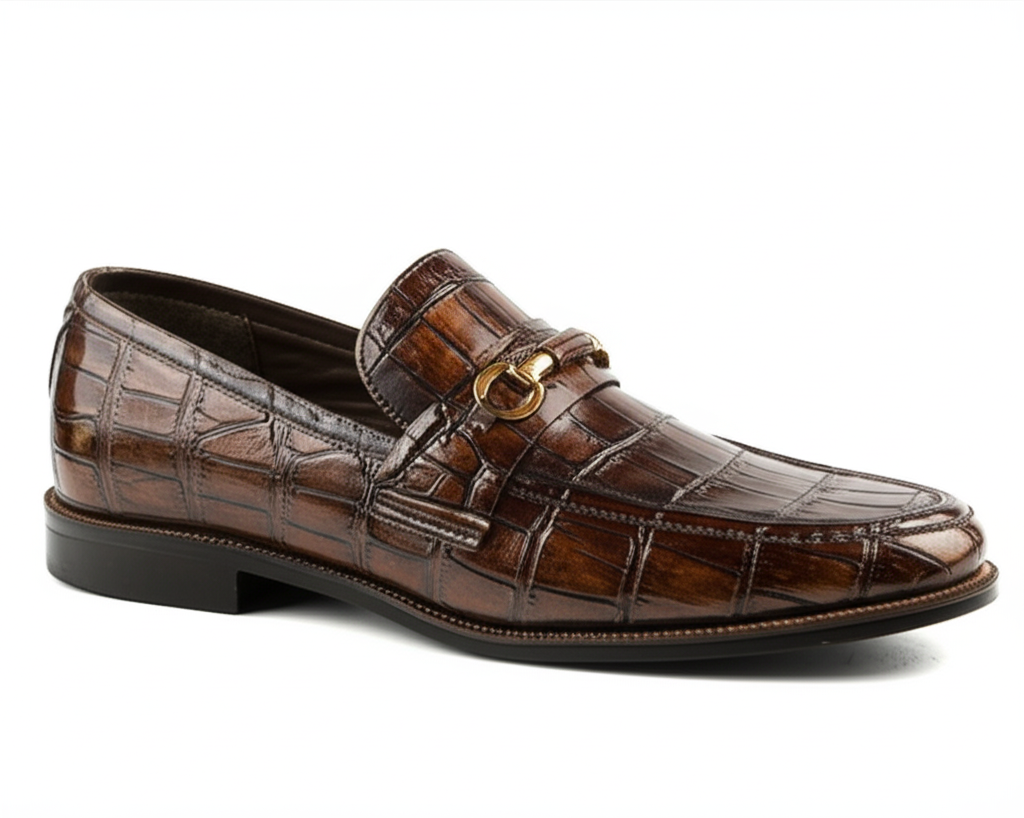 Classic Croc-Embossed Horsebit Loafers