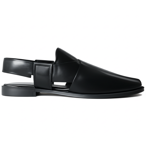 Sleek Black Leather Sandals: Modern Comfort