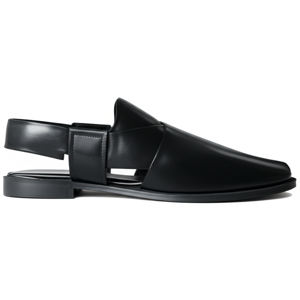 Sleek Black Leather Sandals: Modern Comfort