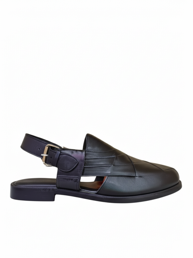 Handcrafted Black Leather Mules