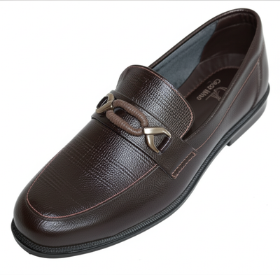 Textured Leather Buckle Loafers
