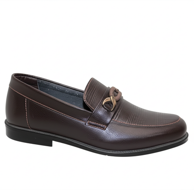 Textured Leather Buckle Loafers
