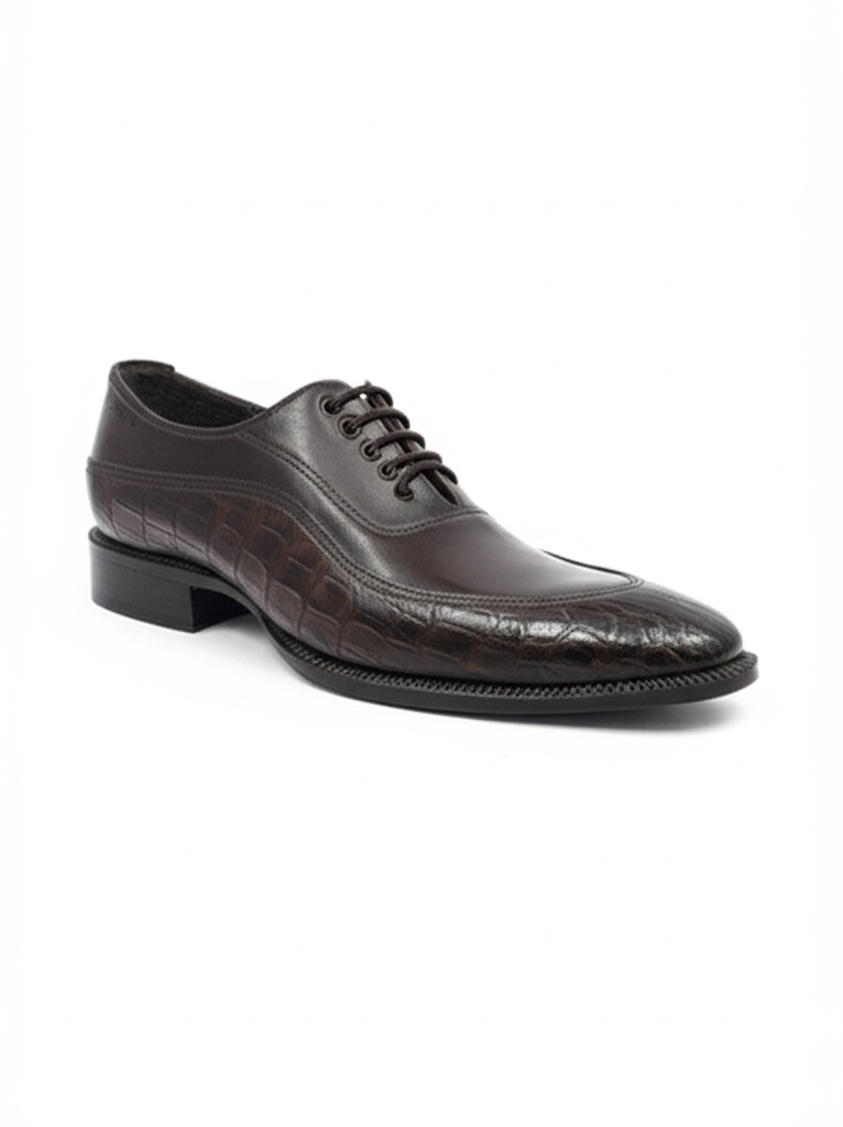Sophisticated Brown Croc-Embossed Derbies