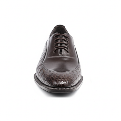 Sophisticated Brown Croc-Embossed Derbies