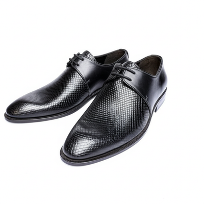 Luxurious Brown Lizard-Embossed Derby Shoes