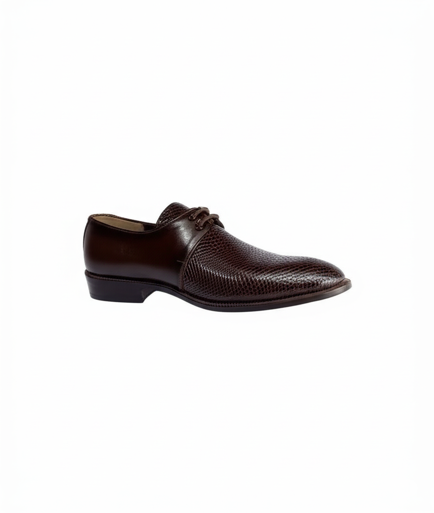 Luxurious Brown Lizard-Embossed Derby Shoes