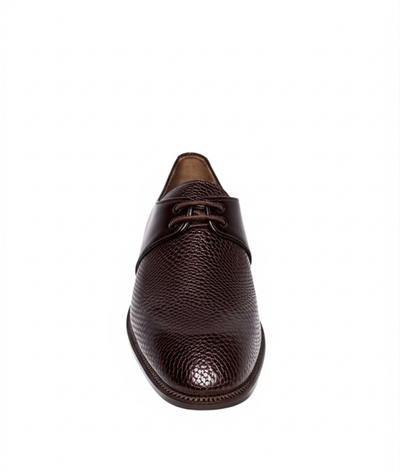 Luxurious Brown Lizard-Embossed Derby Shoes