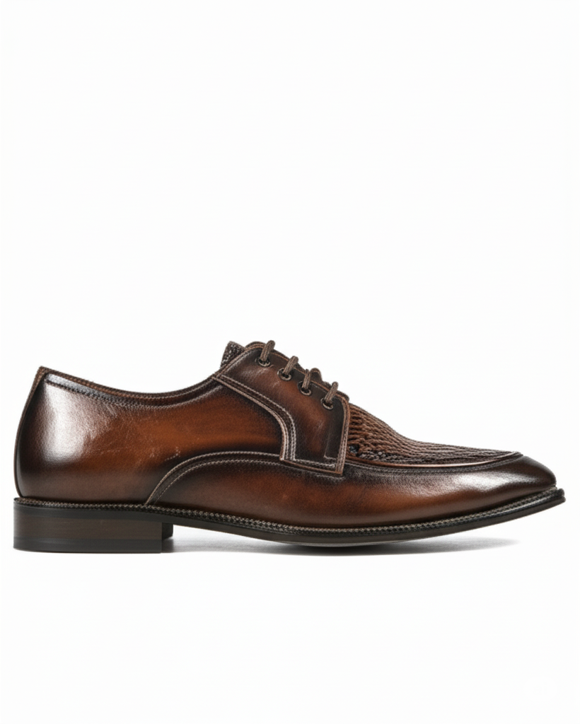 Burnished Brown Textured Brogue Dress Shoes