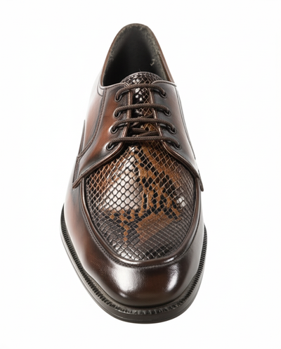 Burnished Brown Textured Brogue Dress Shoes