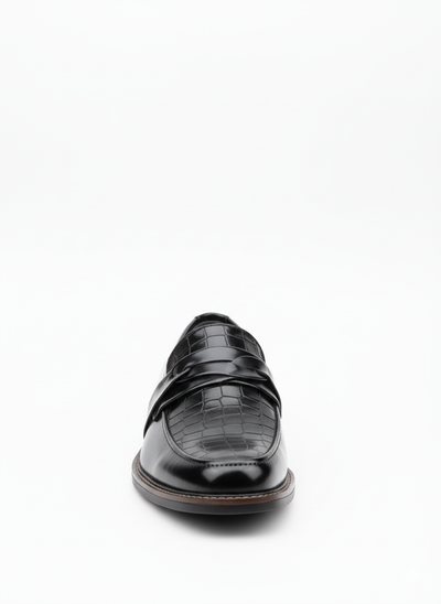 Refined Black Crocodile-Embossed Loafers