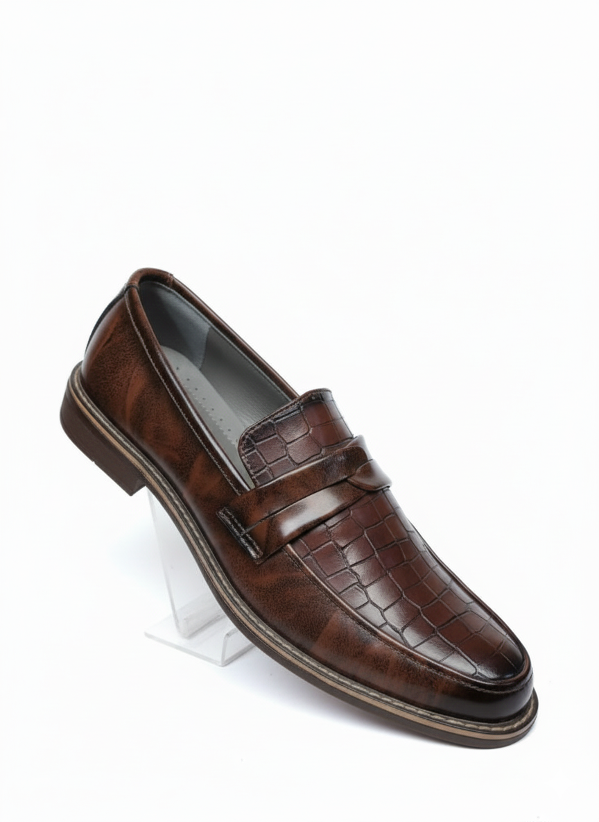 Refined Black Crocodile-Embossed Loafers