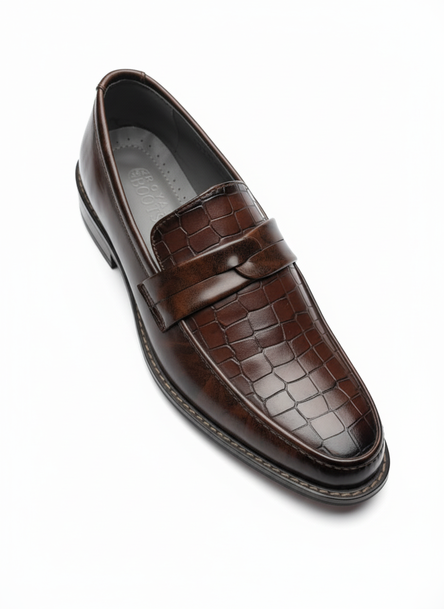Refined Black Crocodile-Embossed Loafers