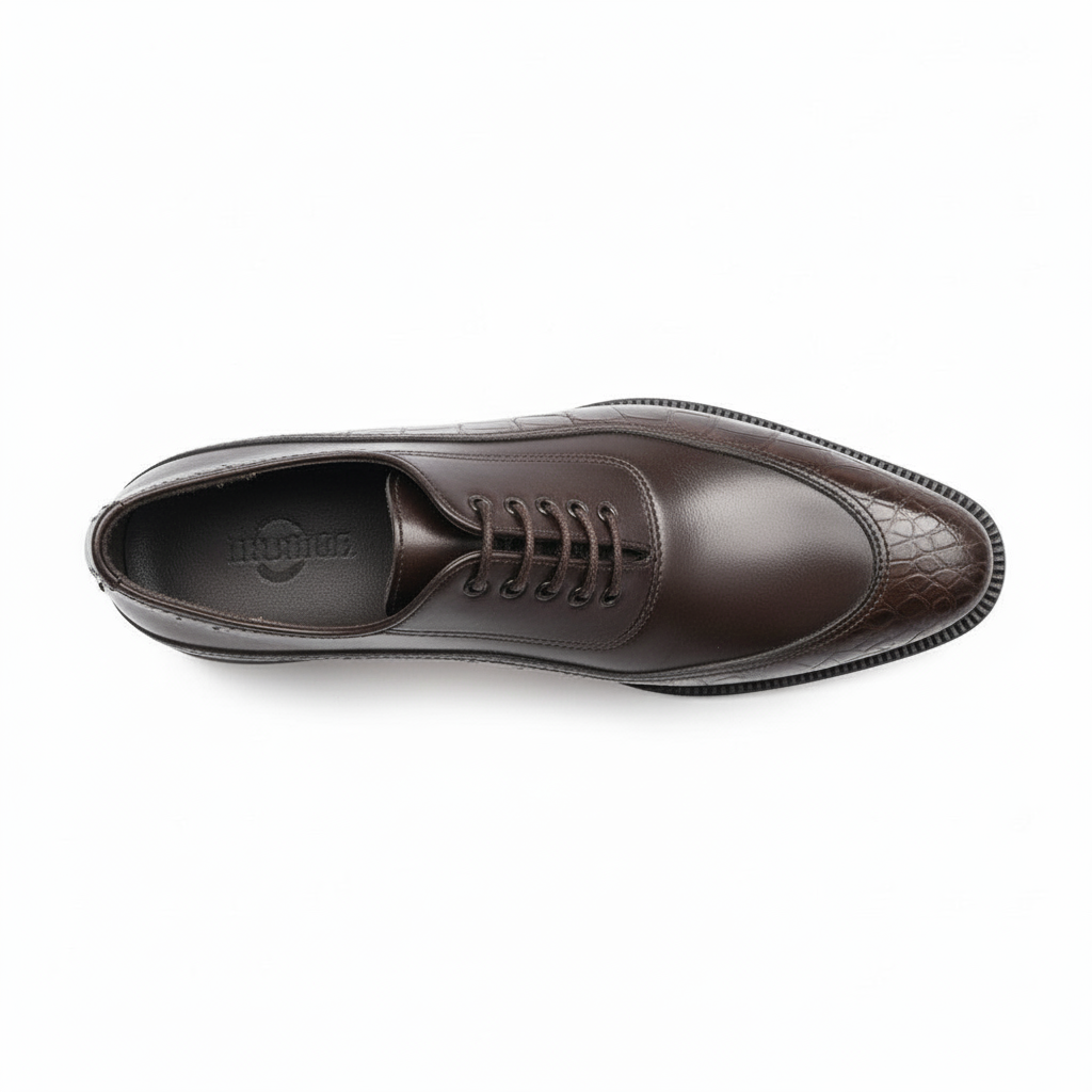 Sophisticated Brown Croc-Embossed Derbies