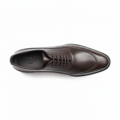 Sophisticated Brown Croc-Embossed Derbies
