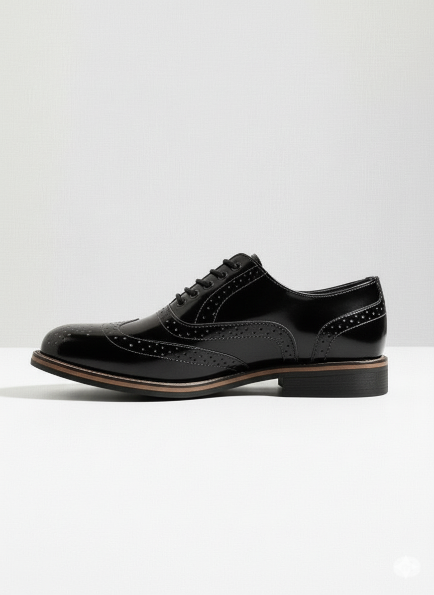 Refined Elegance: Men's Black Brogue Oxford Shoes
