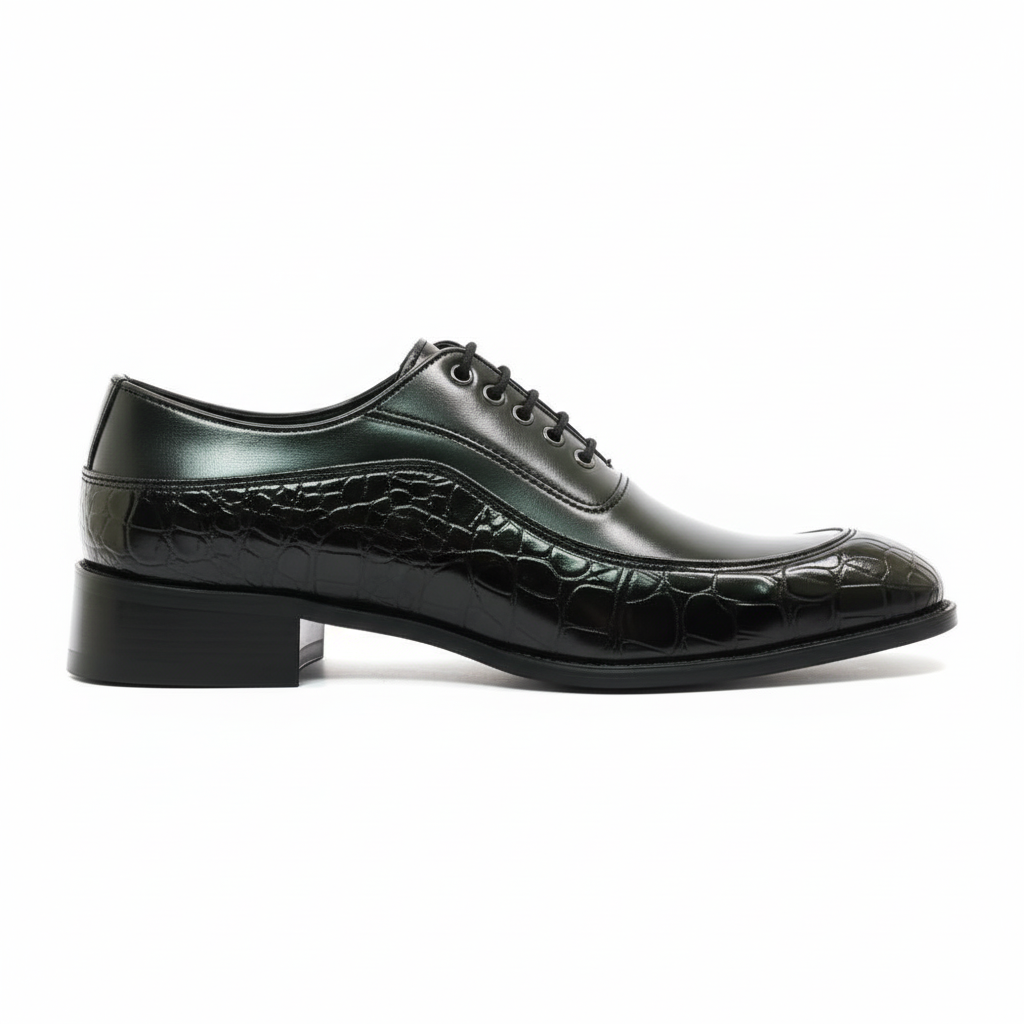 Sophisticated Brown Croc-Embossed Derbies