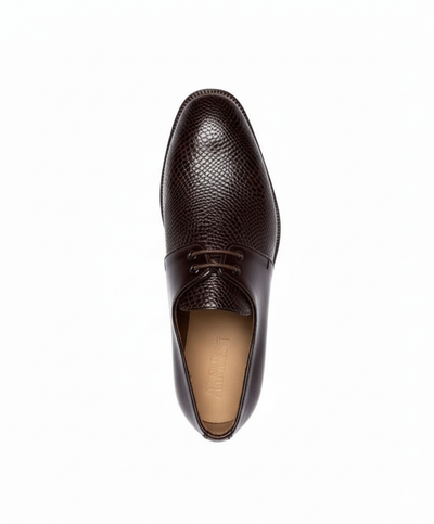 Luxurious Brown Lizard-Embossed Derby Shoes