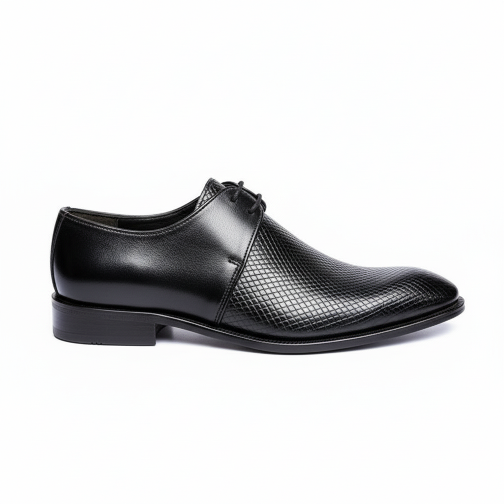 Luxurious Brown Lizard-Embossed Derby Shoes