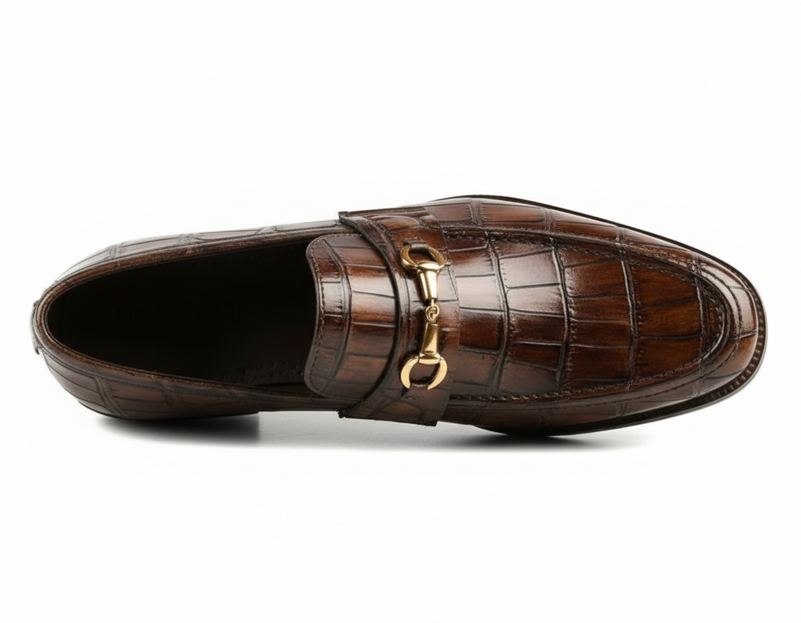 Classic Croc-Embossed Horsebit Loafers